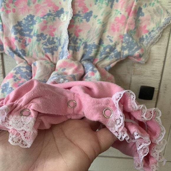 Vintage Novelty Retro Floral Print Lace Bubble Romper 18 Months - Picture 5 of 8